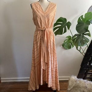 Calvin Klein peachy striped linen maxi
